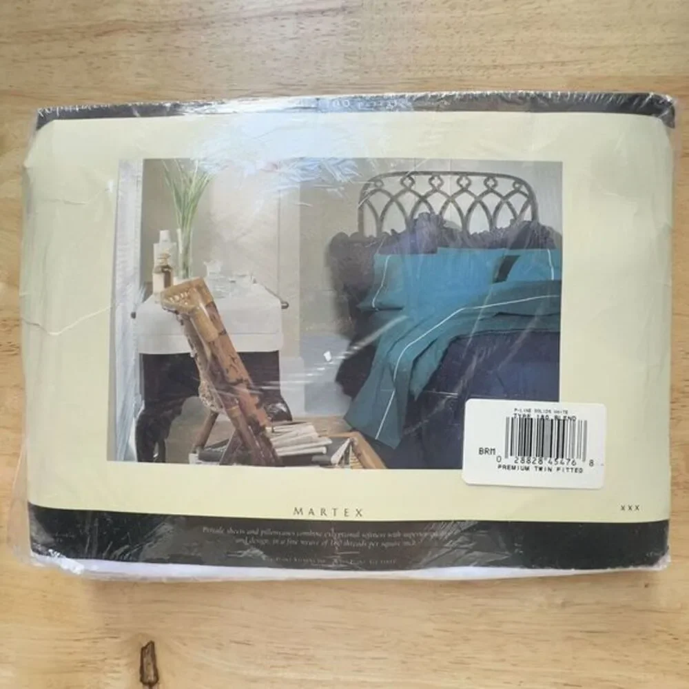 NOS Pipeline Martex TWIN Fitted Sheet Solids White 180‎ Cale Combed Cotton Blend